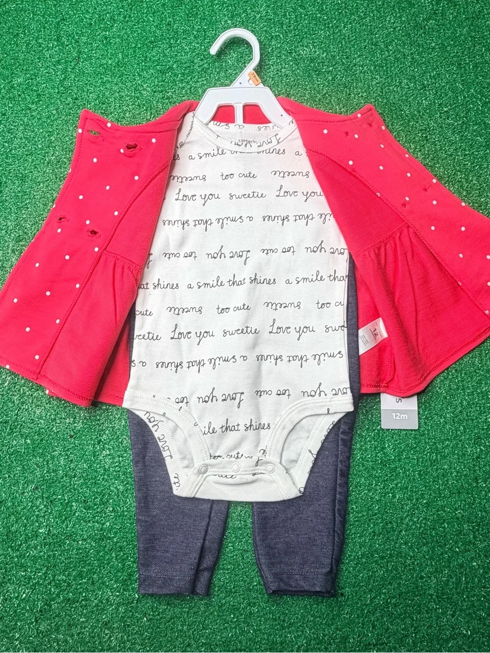 Carter's White Script & Bright Pink Baby Bottoms